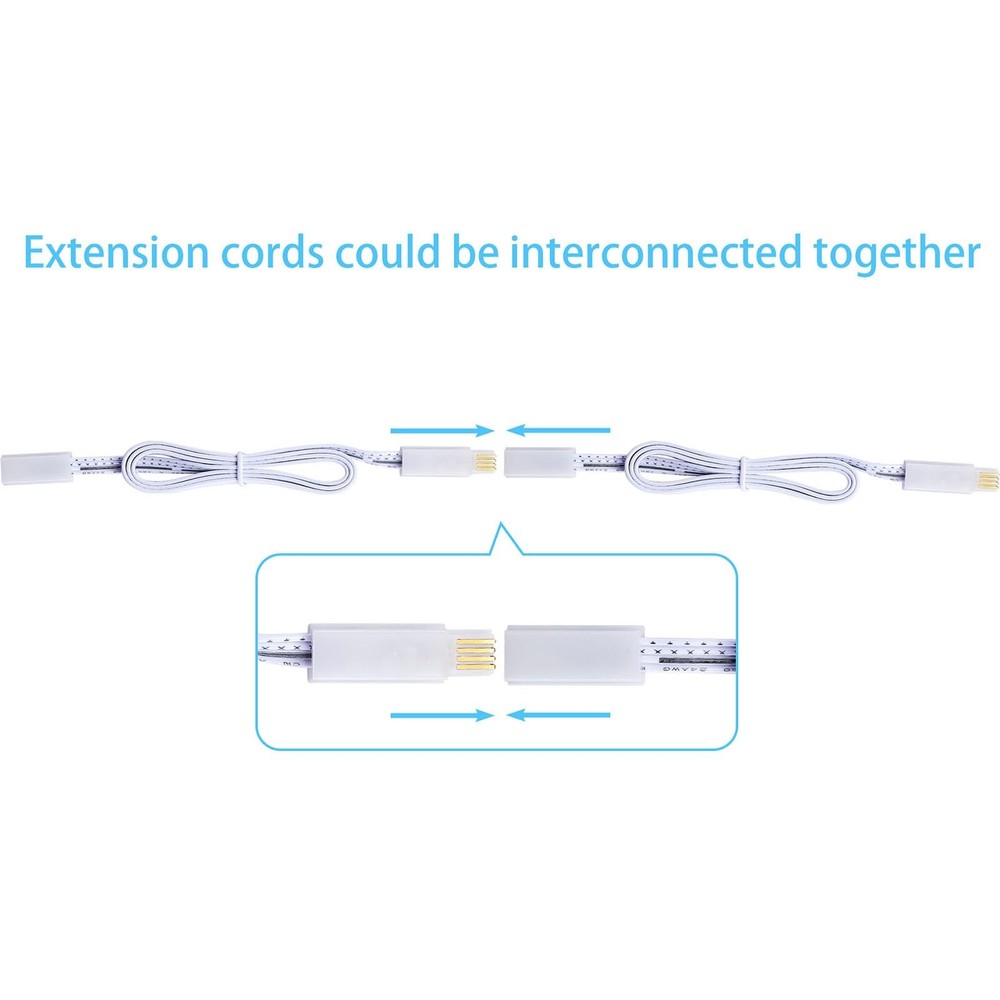 5 PCS Extension Cords 24 Inch Interconnect Cables Under Cabinet Lights Linking