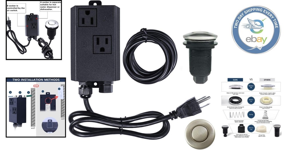 Convenient Push Button Air Switch Kit for Dual Outlet Waste Disposal Solutions