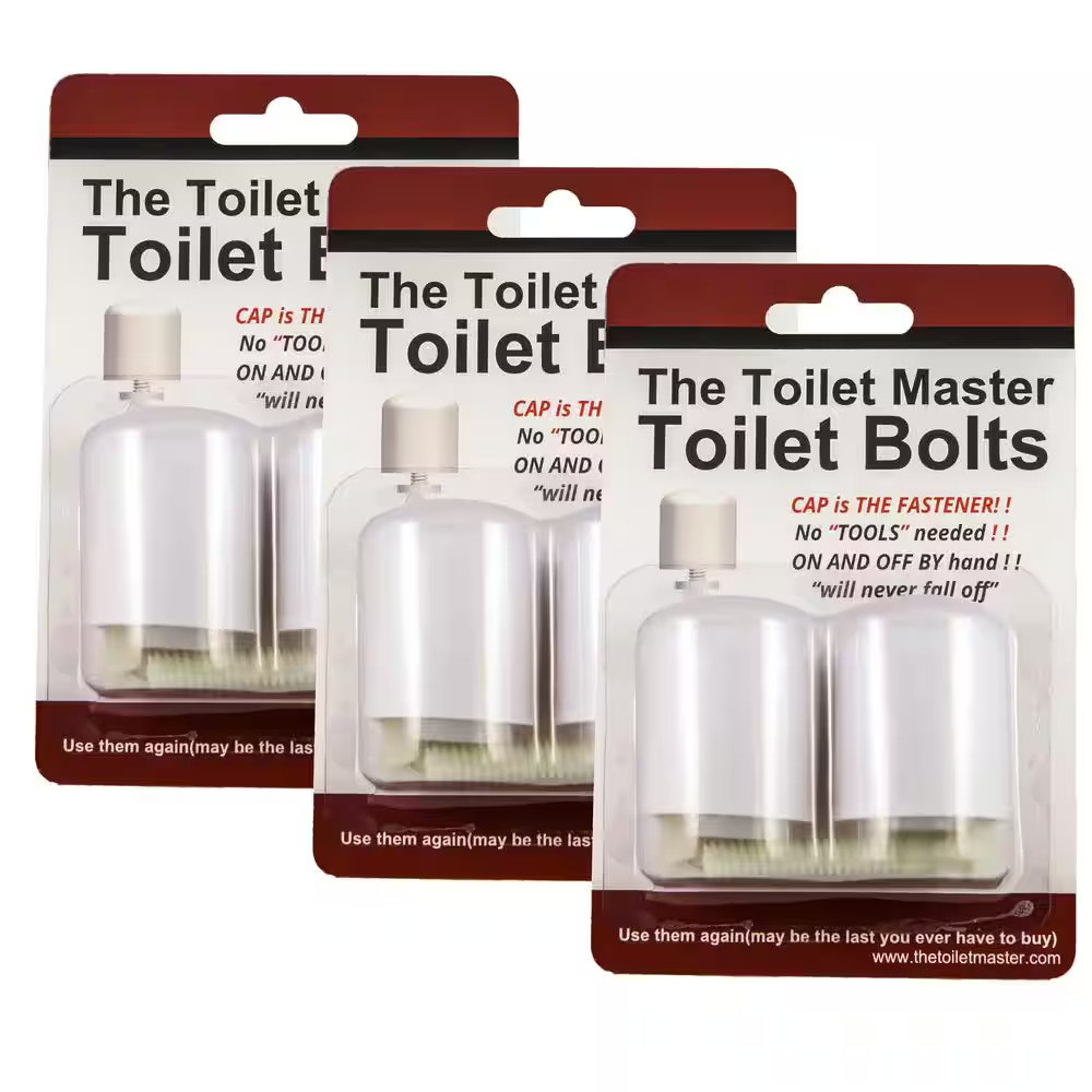 Tool-Free Toilet Bolt and Cap System (3-Pack)