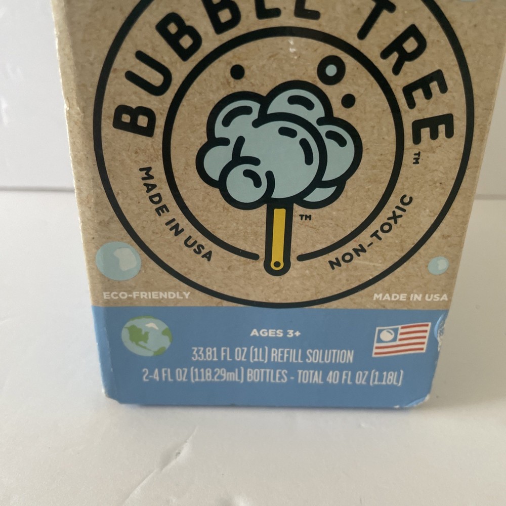 NEW Bubble Tree Box 2 Aluminum Bottles Wand Refill Sustainable Solution