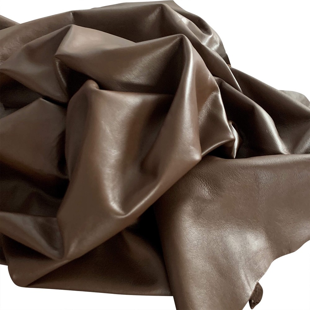 Brown Leather Hide Soft Upholstery Material DIY Crafting Bookbinding Thin Fabric