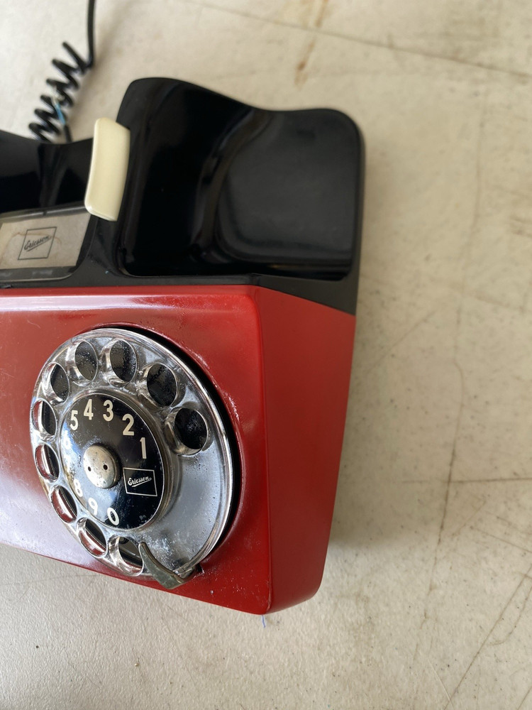 vintage red Ericsson rotary dial telephone TELMEX