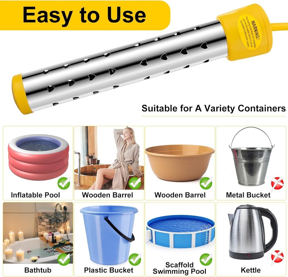 Portable Electric Submersible Pool Heater Set=