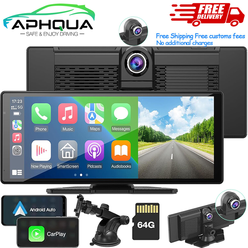 Aphqua 9.3'' Touchscreen 2.5K Dash Cam BT Wireless Apple Carplay & Android Auto