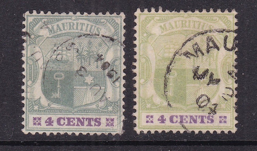 MAURITIUS  ^^^^^^x2  used  4c   CLASSICS   @ dco 1587mauri