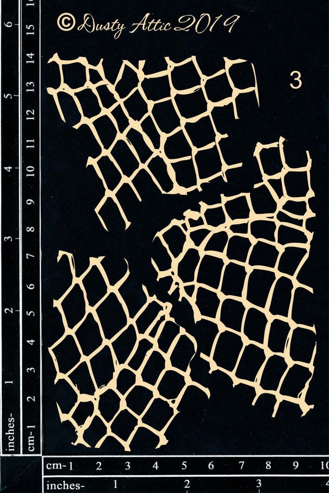 Dusty Attic Chipboard 4x6 - Broken Bits #3 - Fishnet, DA2393