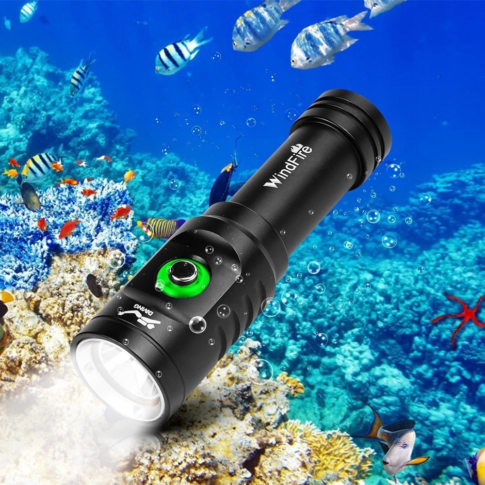 Durable Underwater Flashlight with Battery Indicator - Ideal for Night Diving