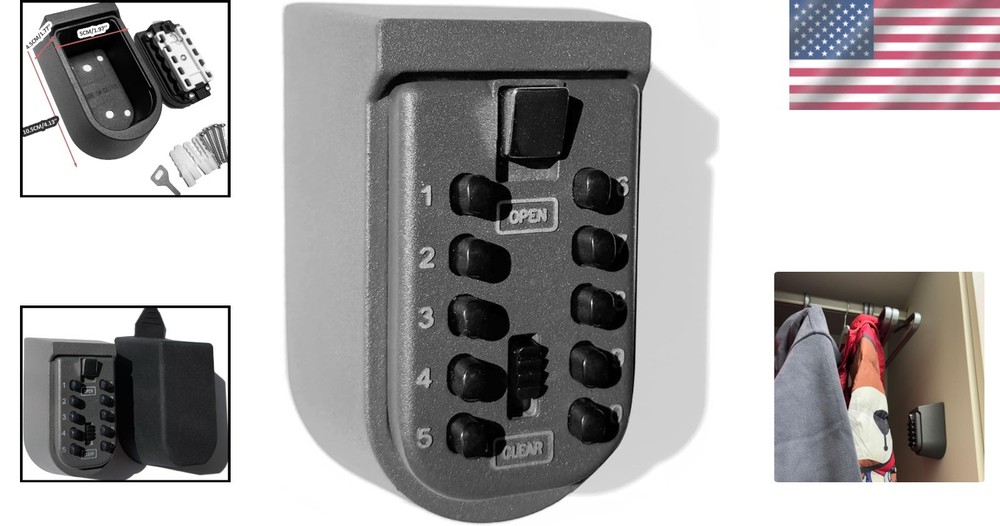 Secure Wall Mount Key Keeper - Waterproof, Adjustable Code Lock Box for Homes