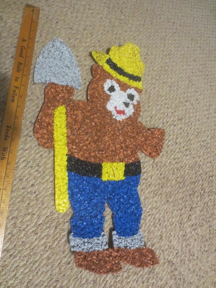 Vintage Popcorn Melted Plastic Smokey the Bear Wall Decor HTF RARE