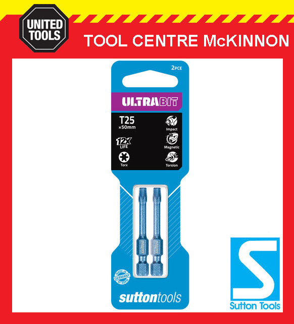 2 x SUTTON IMPACT ULTRABIT TORX T25 x 50mm DRIVER INSERT BITS – MADE IN GERMANY