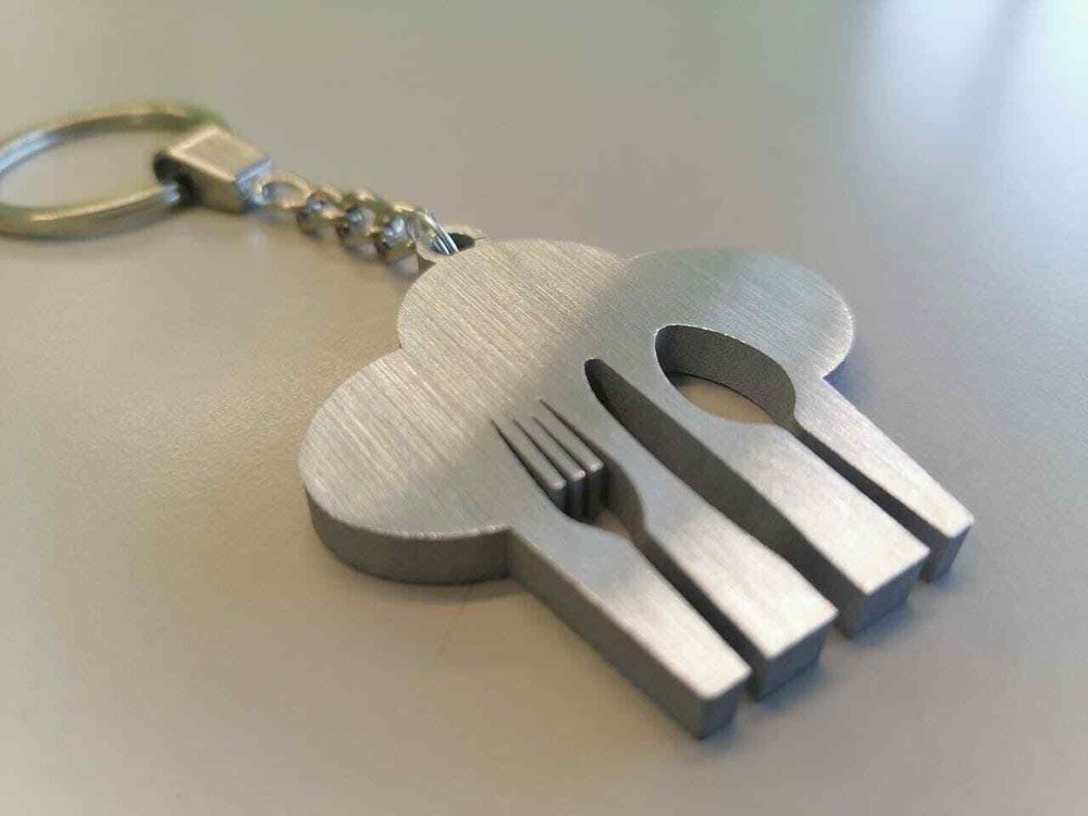 Cook hat, kitchen, restaurant, catering, aluminum keychain