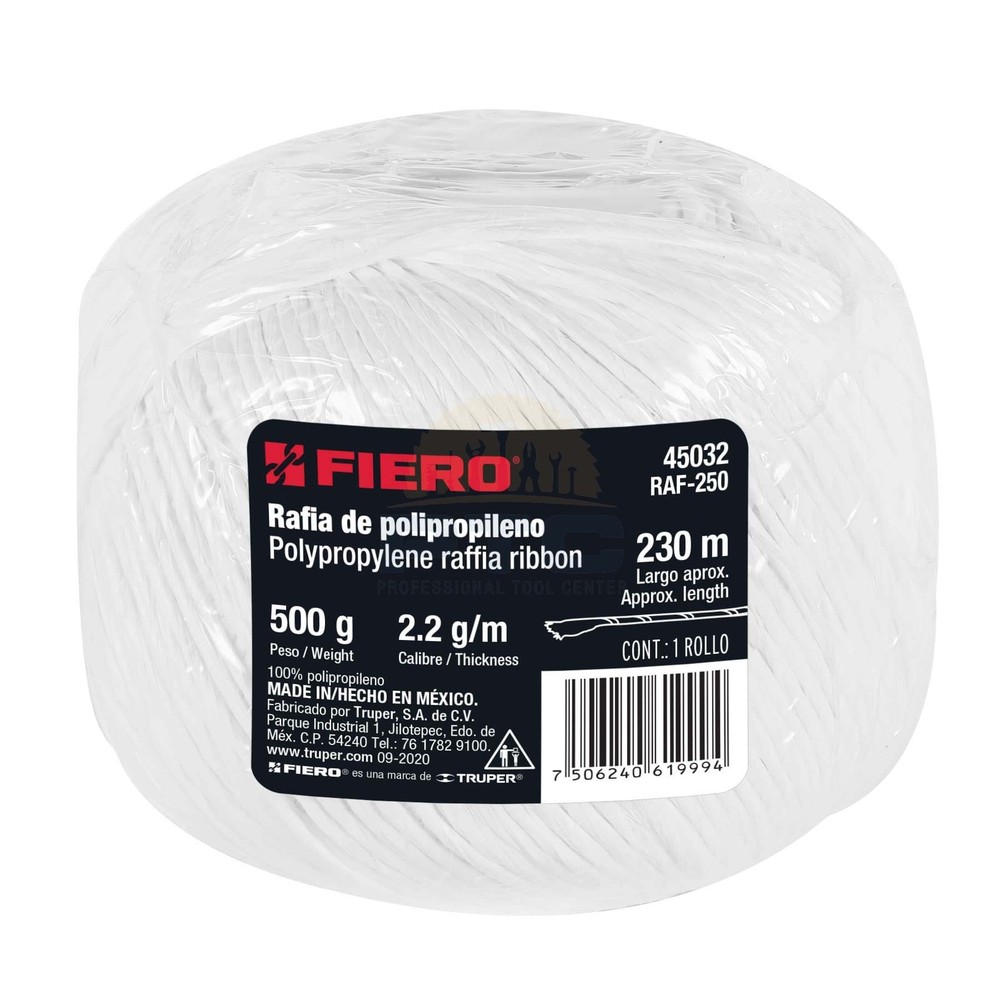 Fiero RAF-250 230 m white raffia roll caliber 2.2 g/m