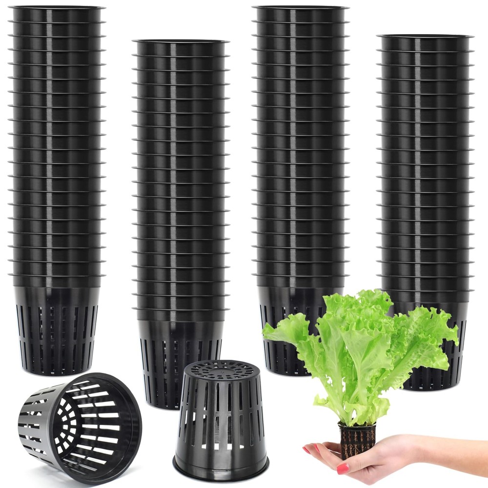 2 Inch Net Pots for Hydroponics, 100 Pack Mesh Net Cups Hydroponic Baskets Pl...