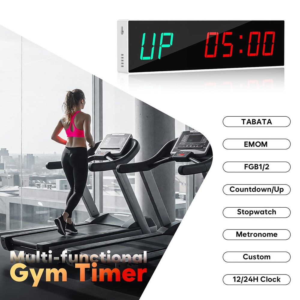 Dienmern Large Digital Gym Timer – Remote Control Clock Wall with 9 White