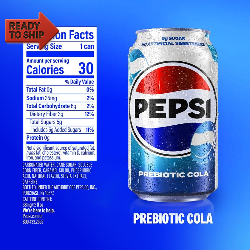 Prebiotic Cola Soda Pop, 12 Fl Oz, 8 Pack Cans