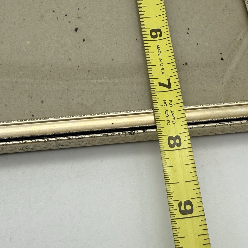 Long Rectangular Picture Frame Metal Flower Etched Sides Free Standing