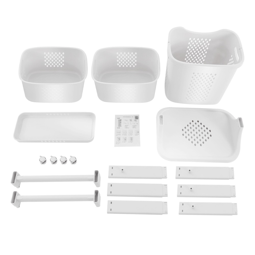 3 Layers Rolling Laundry Basket Clothes Hamper Storage Organizer Sorter Shelf