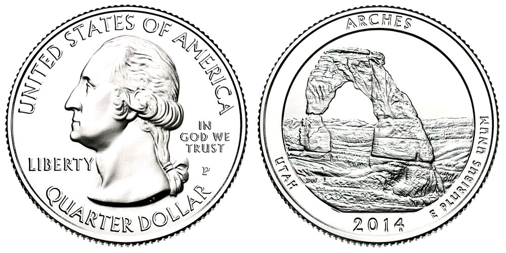 2014 P  Arches National Park GEM ATB Quarters from US Mint Rolls