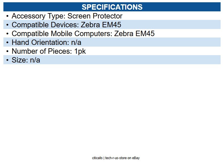Zebra SG-EM45-SCRNPT1-1 Screen Protector for LCD Handheld Terminal - Tempered
