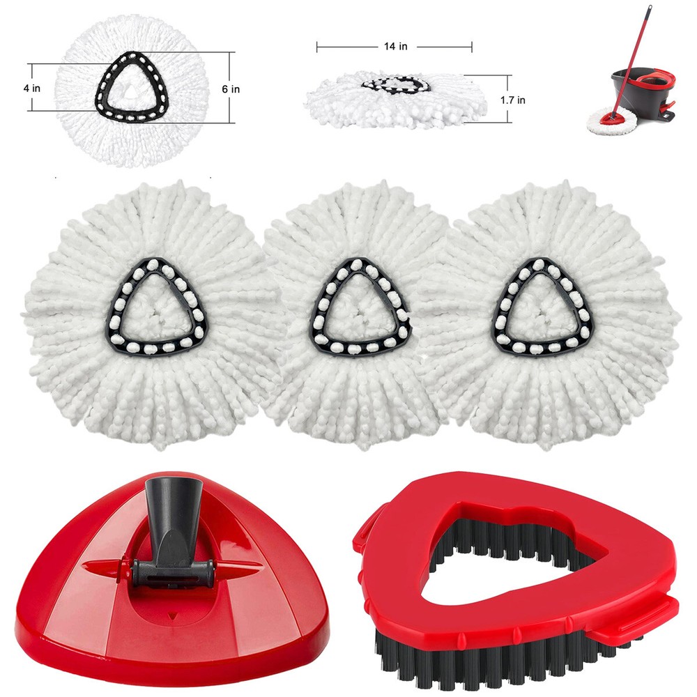 Replacement Microfiber Mop Head Easy Wring Refill For O-Cedar,Brush+mop base kit