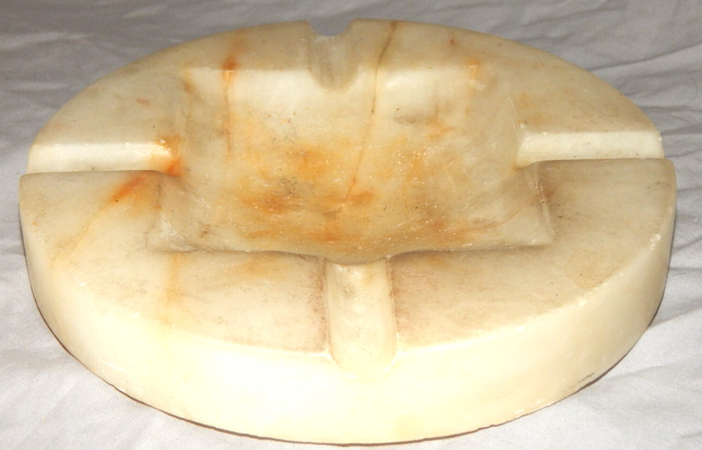 Vintage Round Marble Cigar Ashtray
