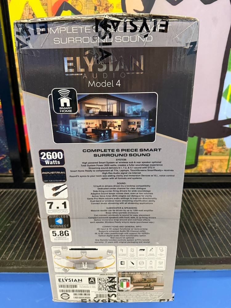 Elysian Audio Model 4 7.1 Smart Wireless Bluetooth Speaker System 2600W Black
