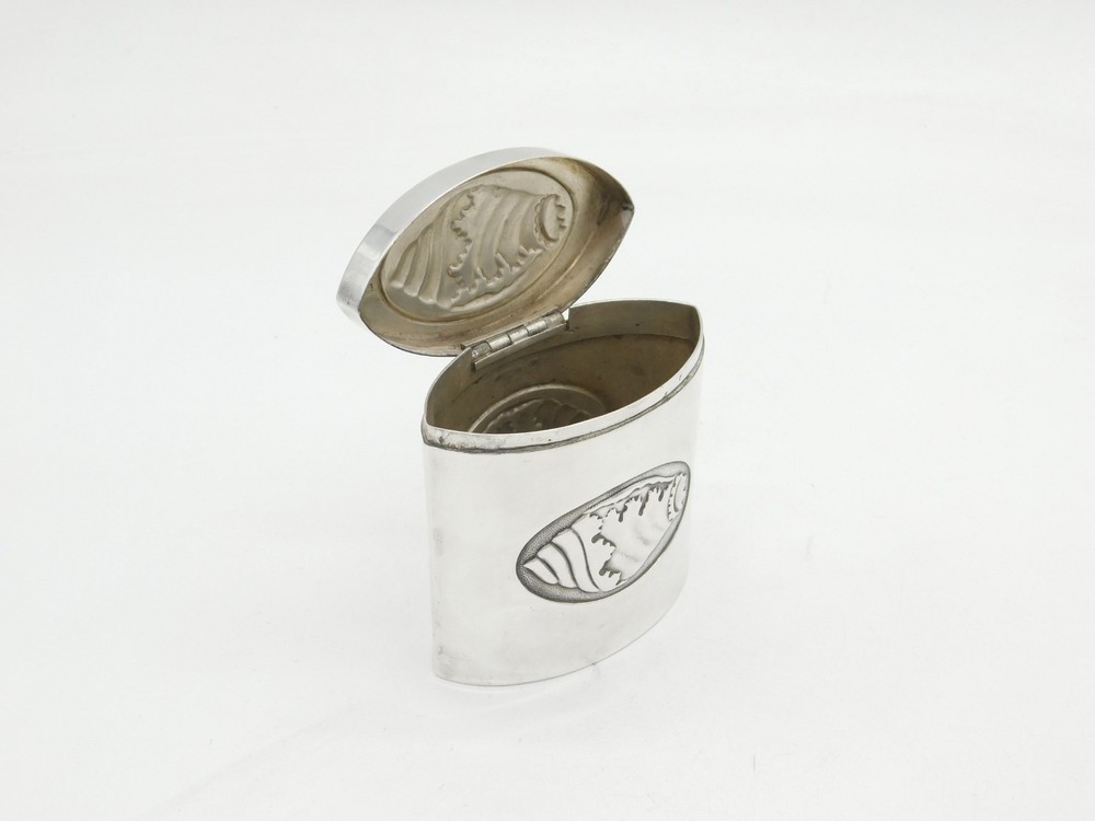 Edwardian Sterling Silver Seashell Pattern Tea Caddy Antique 1902 Sheffield