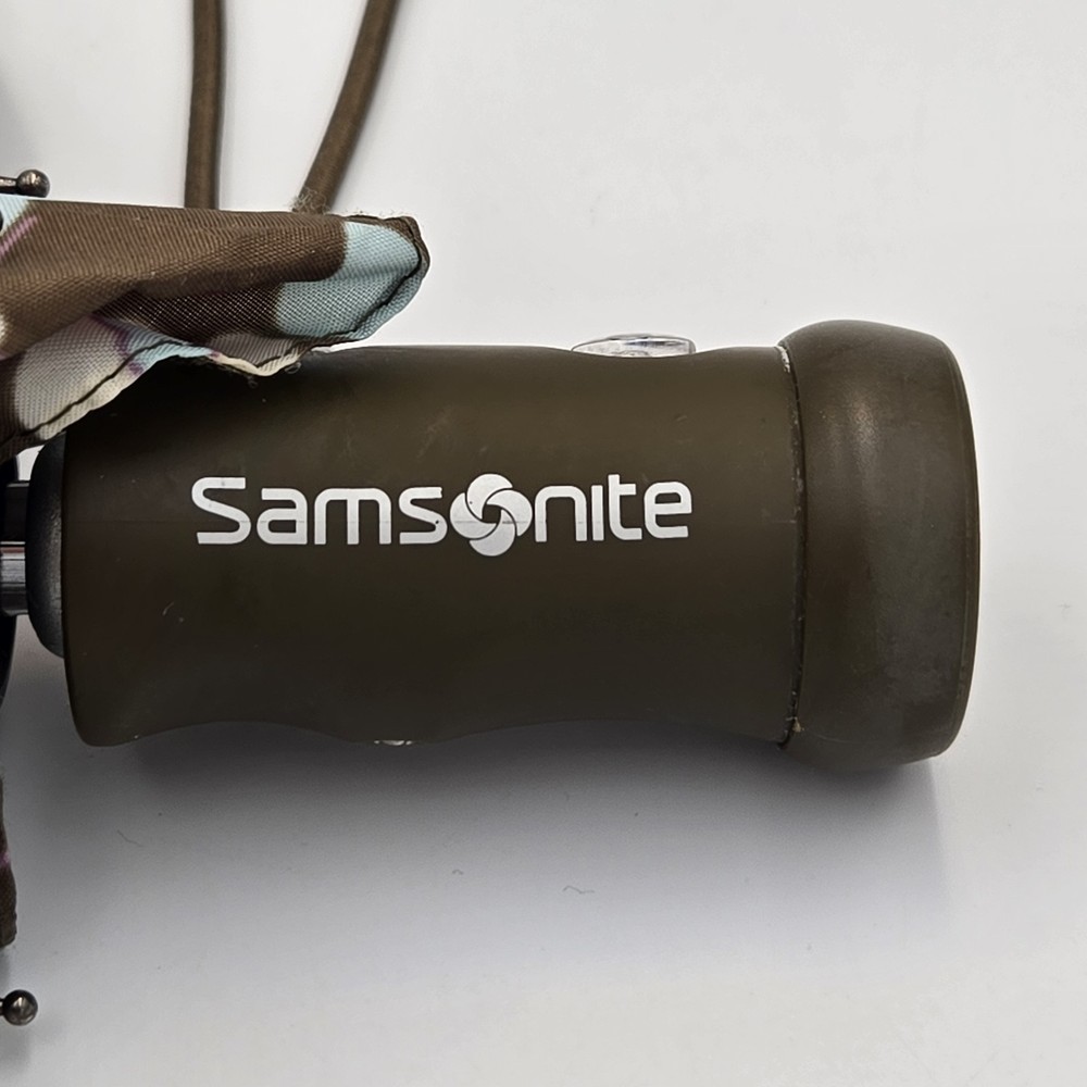 Vtg Samsonite Floral Umbrella With Flashlight Handel