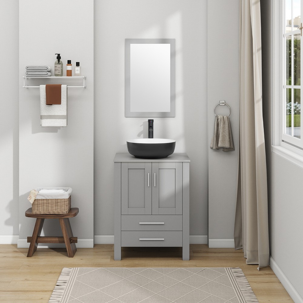 24'' Bathroom Vanity with Vessel Sink with Mirror