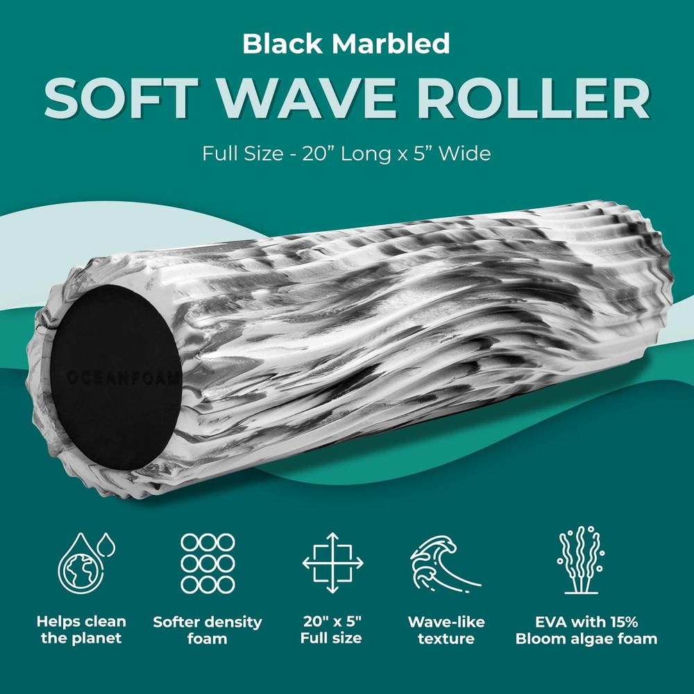 Soft Tidal Roller (Black Marbled) - Low Density Foam Roller for Physical Ther...