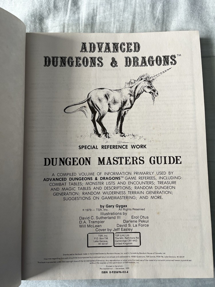 Advanced Dungeons and Dragons Dungeon Masters Guide 1979 DnD D&D AD&D