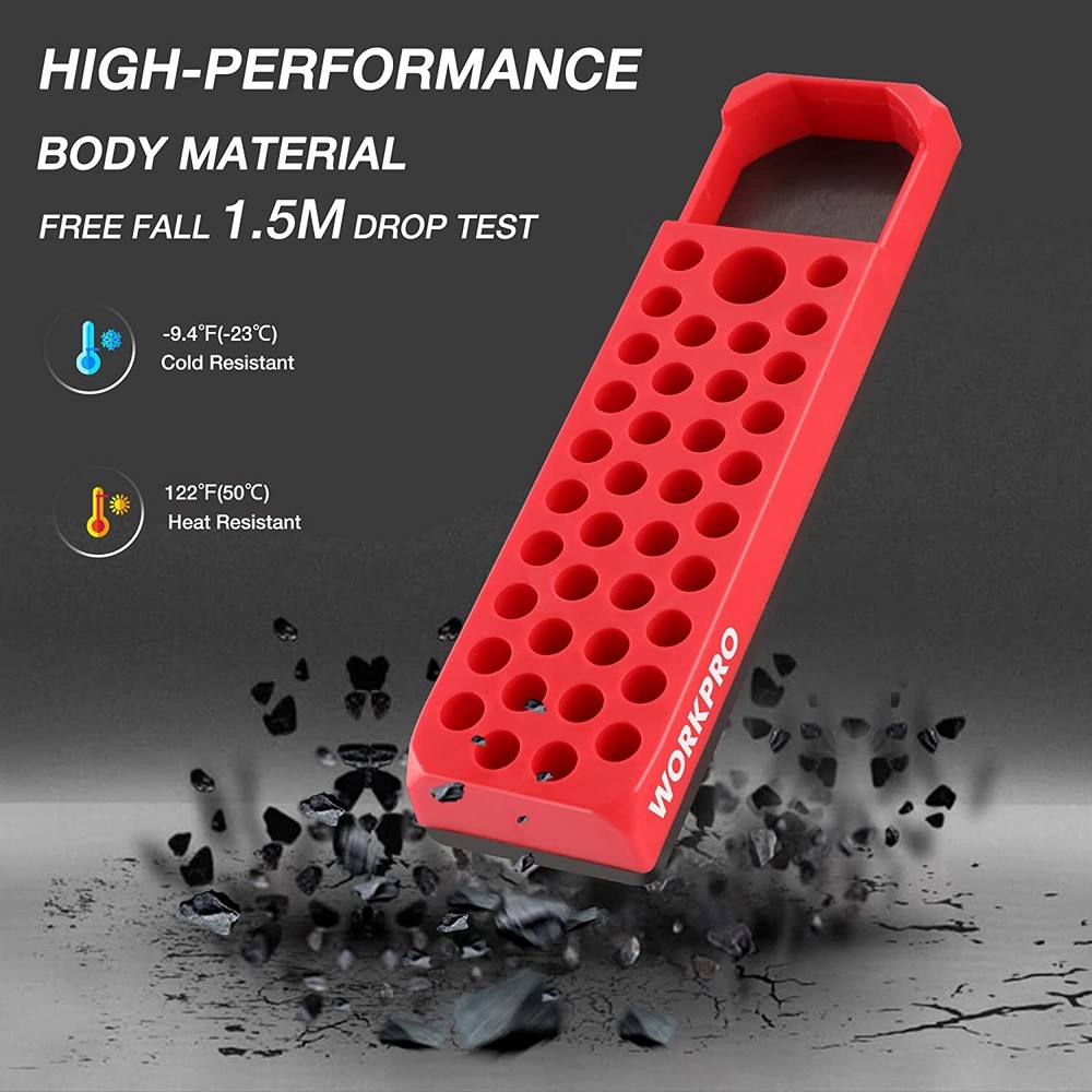 WORKPRO 1/4" Magnetic Hex Bit Organizer Hex Bit&Drill Holder Ferrite Magnet Base