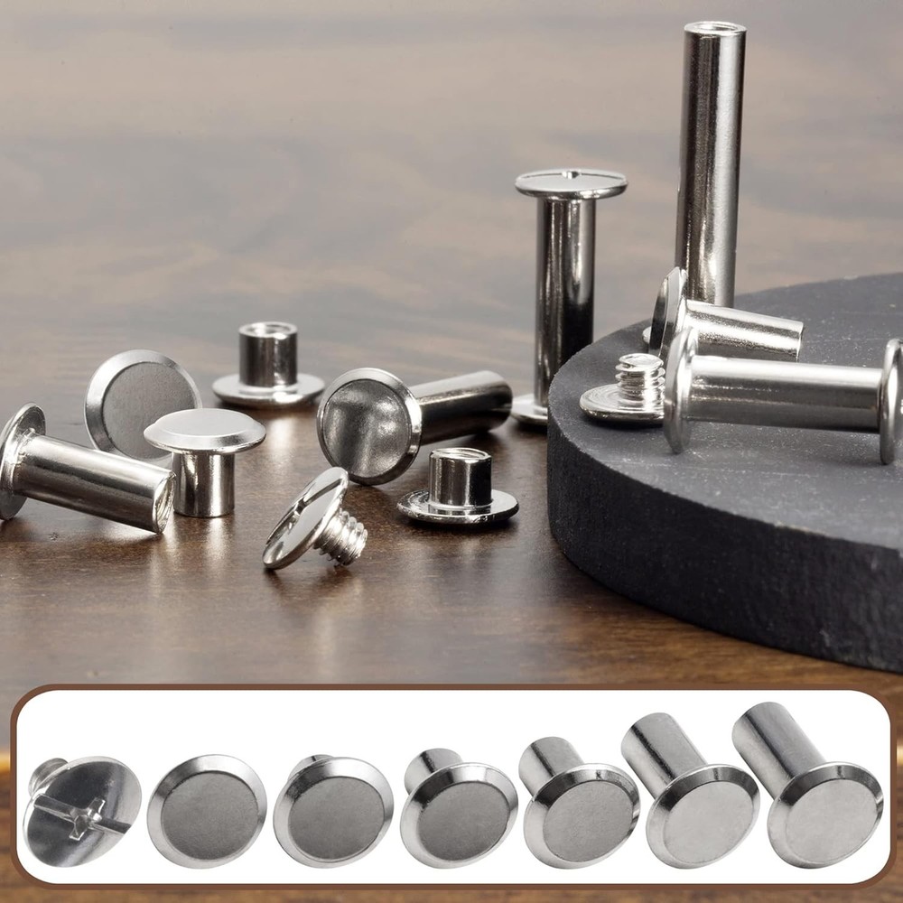 110 Assorted Chicago Screws - Durable Silver Rivets for Leather Craft Projects