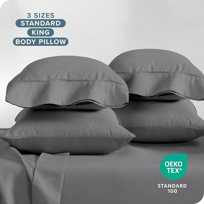 Microfiber Pillowcases 4 Pack Soft Durable OEKO-TEX Certified Standard Size New