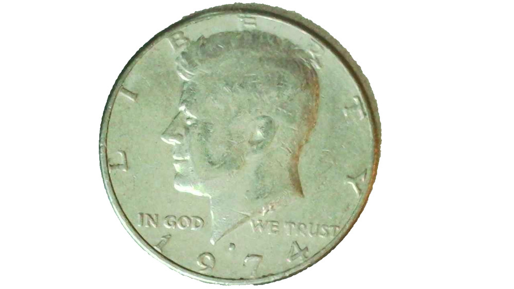 1976D Kennedy Half Dollar Error Coin - Filled Mint Mark "D" Error - 1237