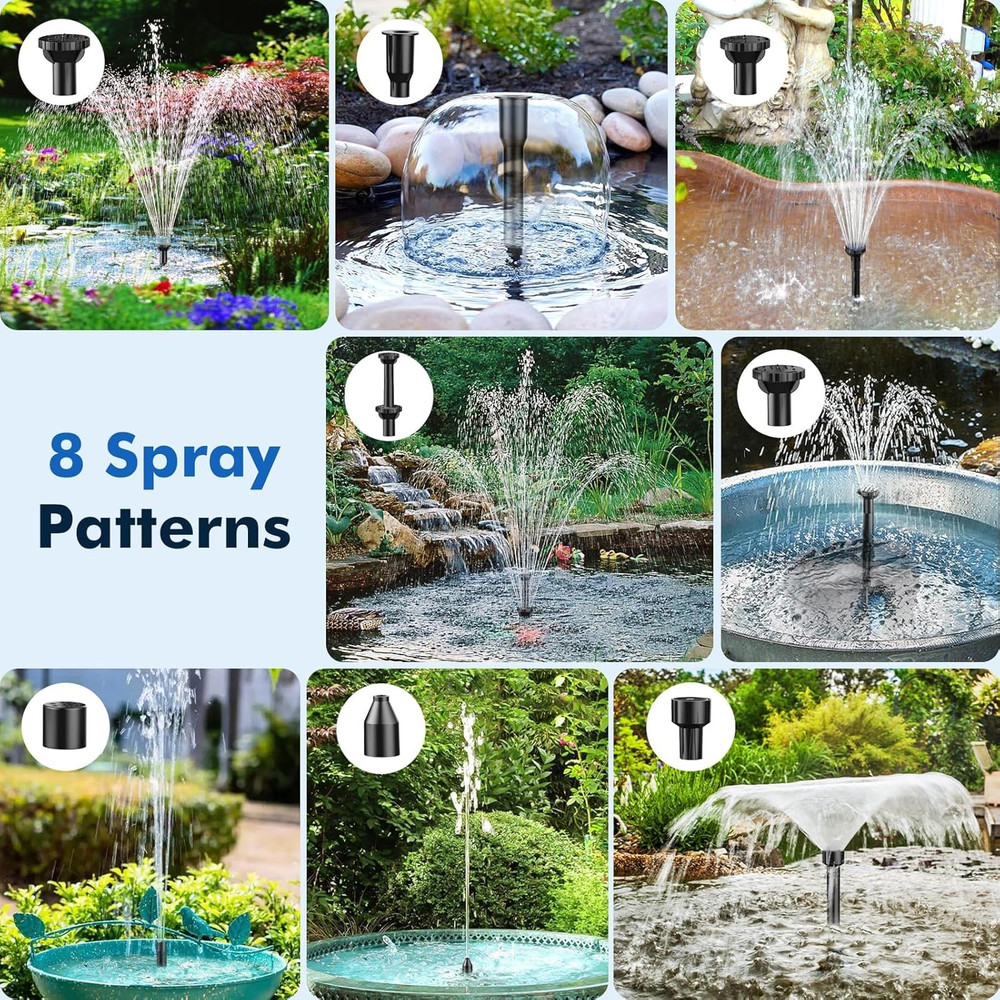 Solar Pond Filter & Fountain Pump Kit - 8W Solar Water Feature System