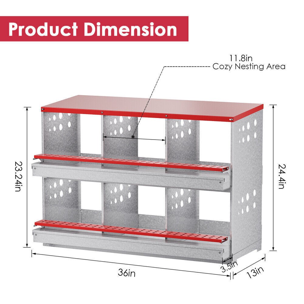 6 Hole Chicken Nesting Boxes Metal Egg Laying Brooding Box With Vent Hole Set