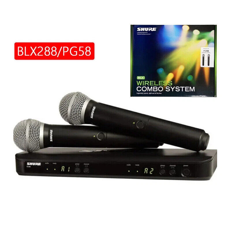 NEW Shure BLX288/PG58 Handheld Wireless Microphone System with 2 Microphone US