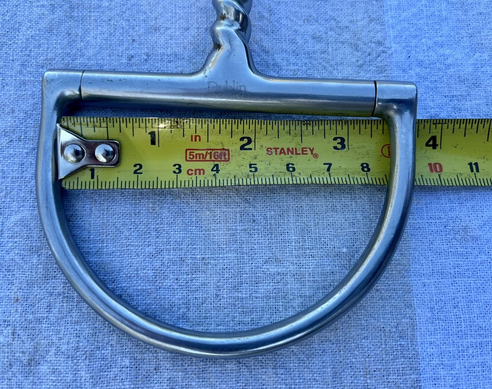 Used Dublin D-ring Corkscrew Snaffle Bit, Stainless Steel