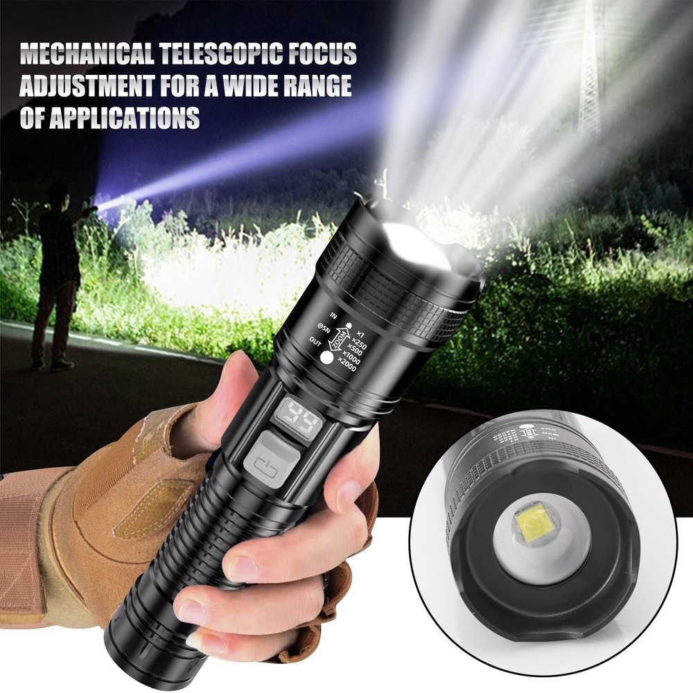 Super Bright LED Tactical Flashlight Torch Flashlight Rechargeable Camping Light