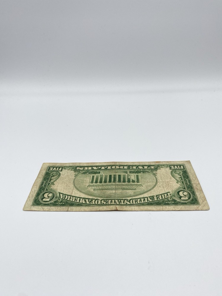 1934 A 5 Five Dollar Silver Certificate Blue Seal Note Banknote