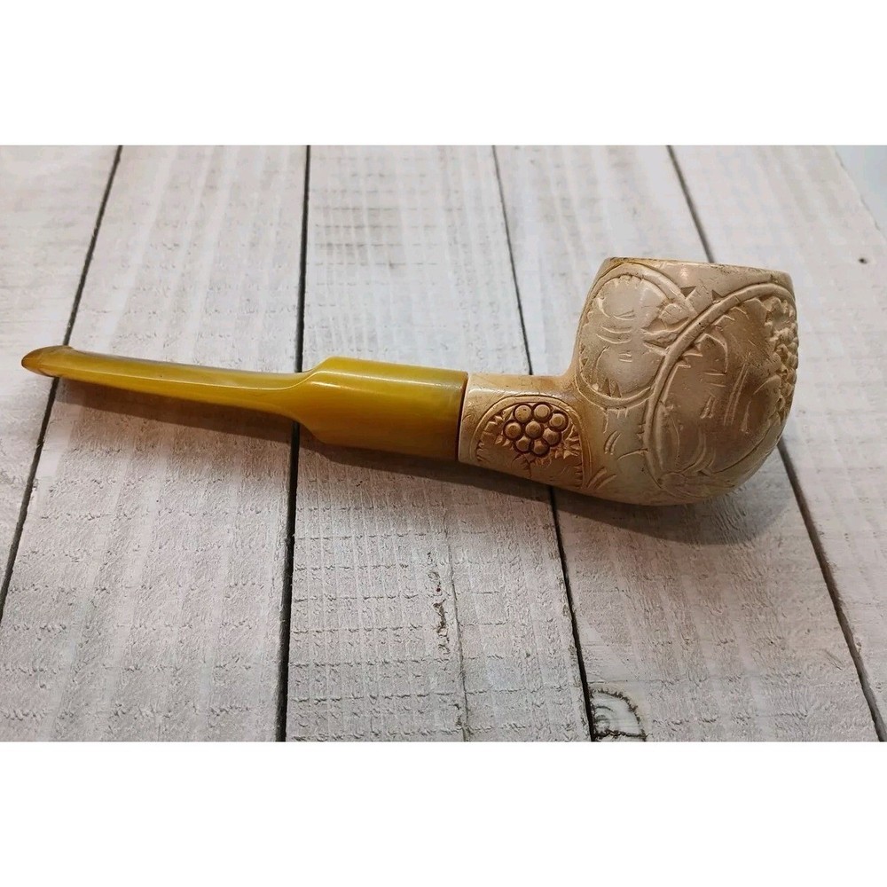 Vintage Meerschaum Pipe, Preowned and Used, Grape Pattern, Fair Condition