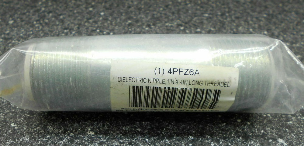 GRAINGER 4PFZ6A 1" x 4"LONG THREADED DIELECTRIC NIPPLE