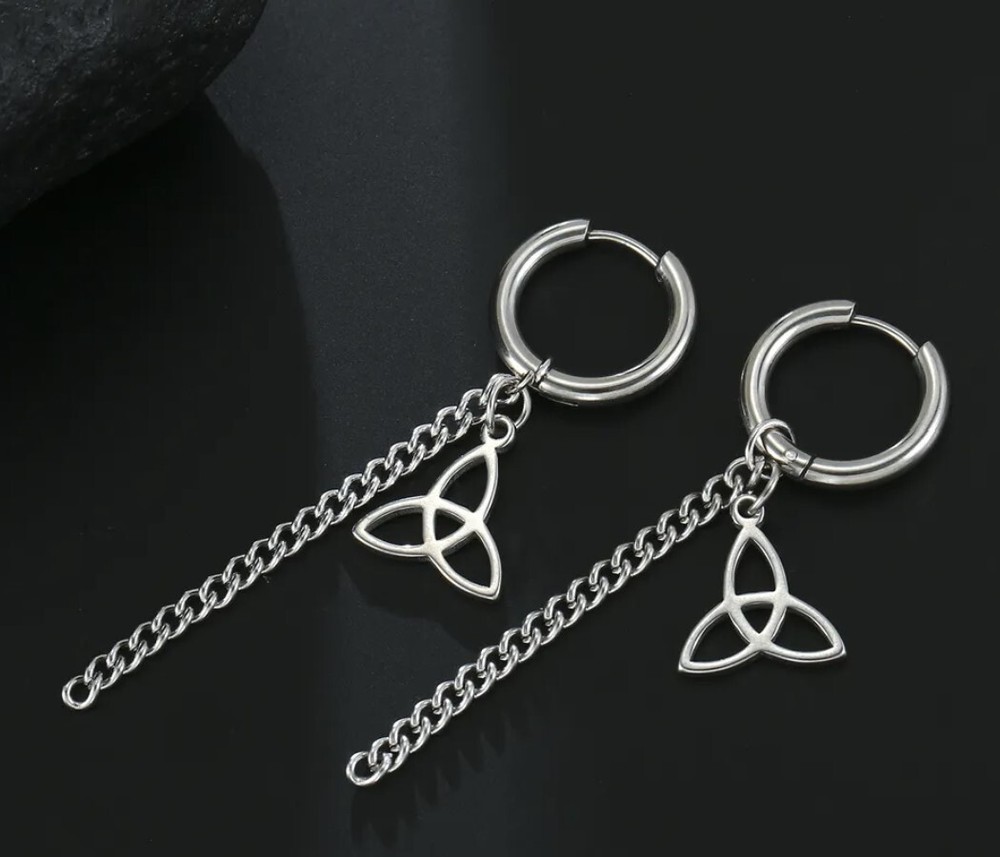 Trinity Dangle on Hoops Stainless Steel Earrings 1 Pair
