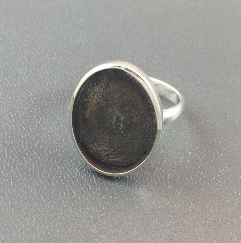 Sterling Silver Ring Blank 15 x 20 mm Oval Bezel Cabochon Adjustable Finding