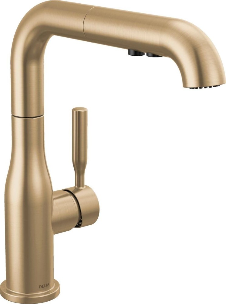 Delta Almari Brushed Gold Kitchen Faucet with PullOut Sprayer Modern Single