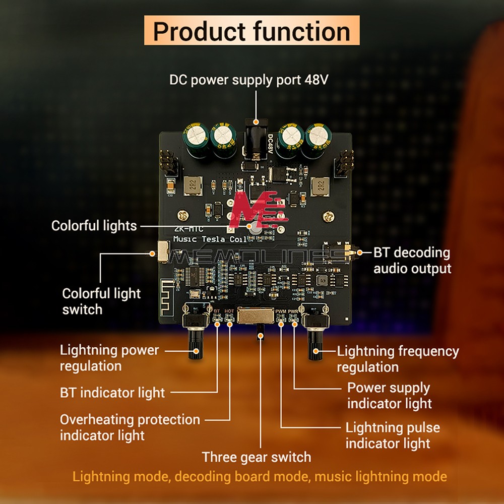 MTC Dual-Mode Music Tesla Coil Artificial Lightning Touchable Bluetooth Decoding