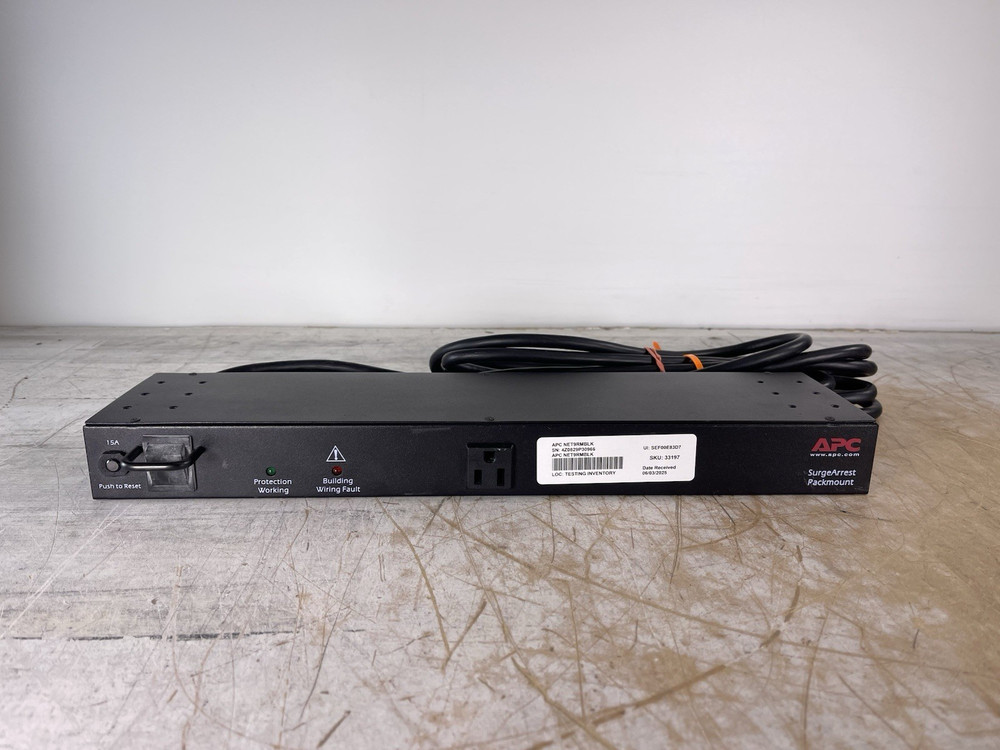 APC NET9RMBLK 8-OUTLET RACKMOUNT SURGE ARREST PROTECTOR