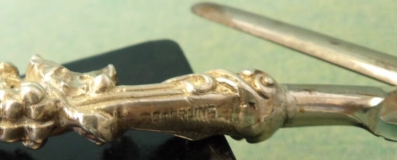 Victorian Era German Heavy Detailing Sterling Silver Grape Shears