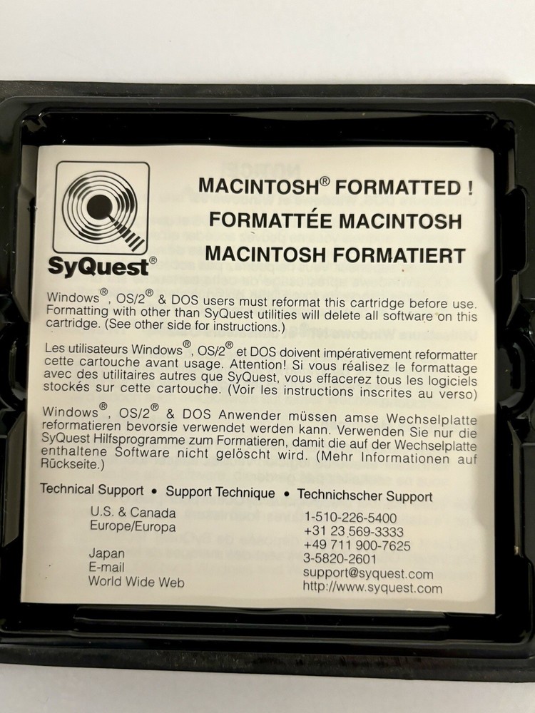 SyQuest EZ Flyer 230MB Removable Cartridge - Mac Formatted